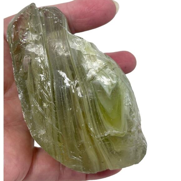 Vaseline Swirl Art Glass‎ Cullet Glowing Uranium Slag #5GX139 - Picture 6 of 7